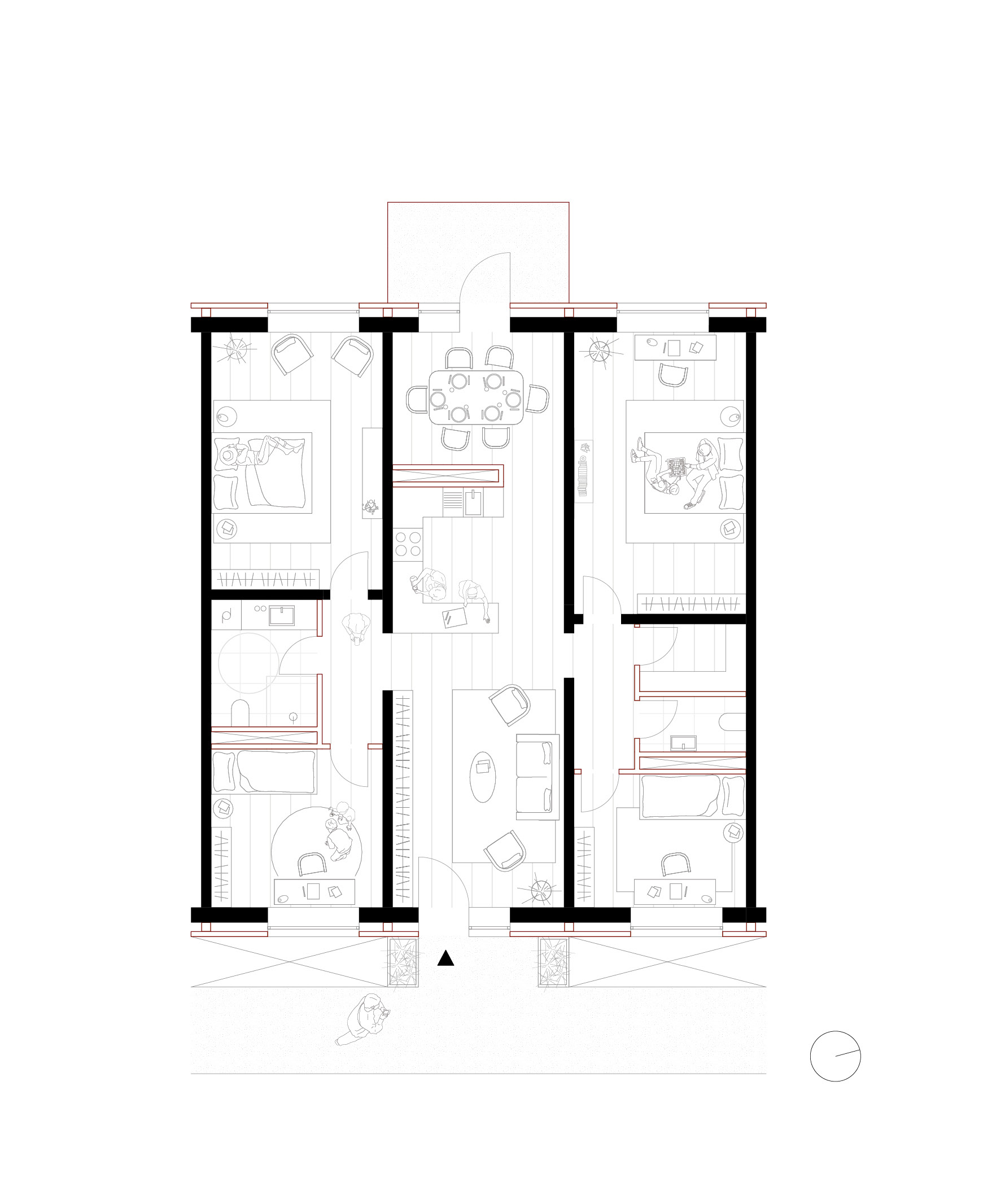 3-enhet leilighet, plan A